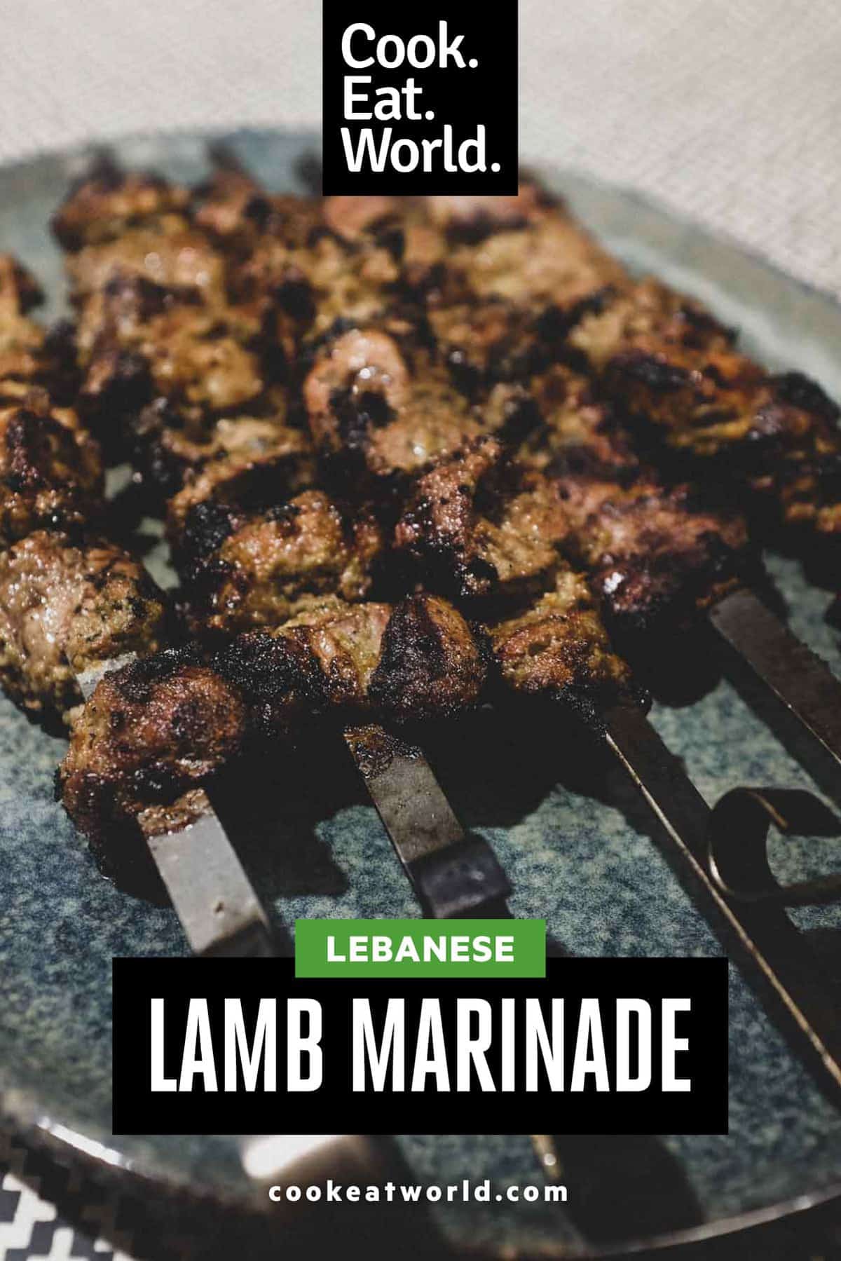 Skewers of lamb on a platter