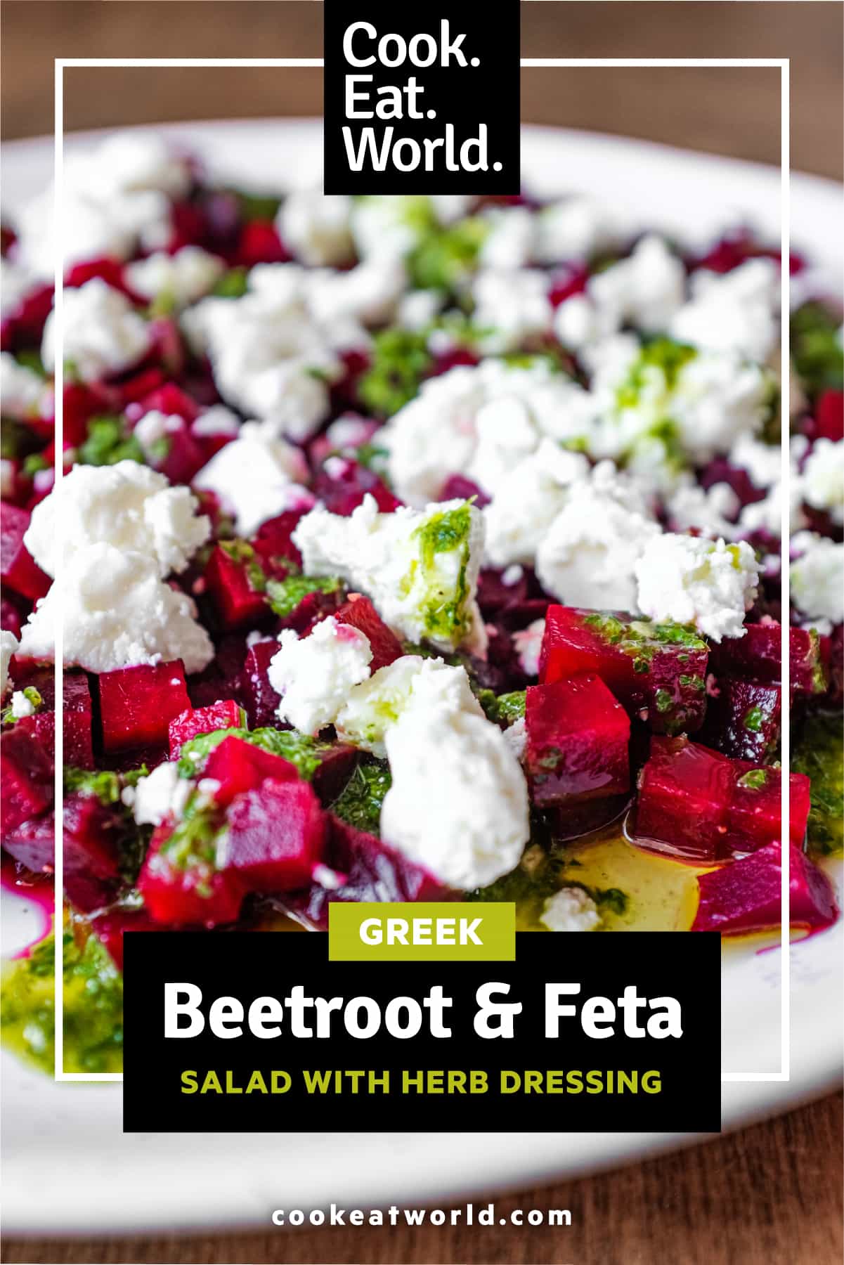 A platter of beetroot & feta salad with a herb dressing