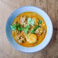 A bowl of Thai Beef Massaman Curry