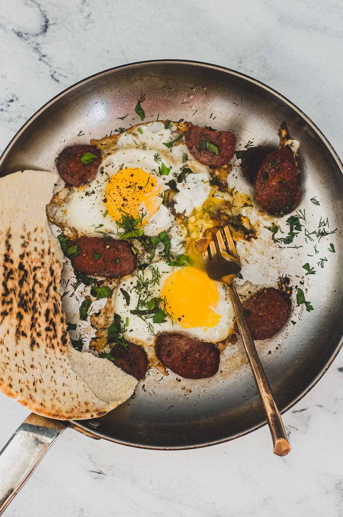 Turkish Suçuk with Eggs