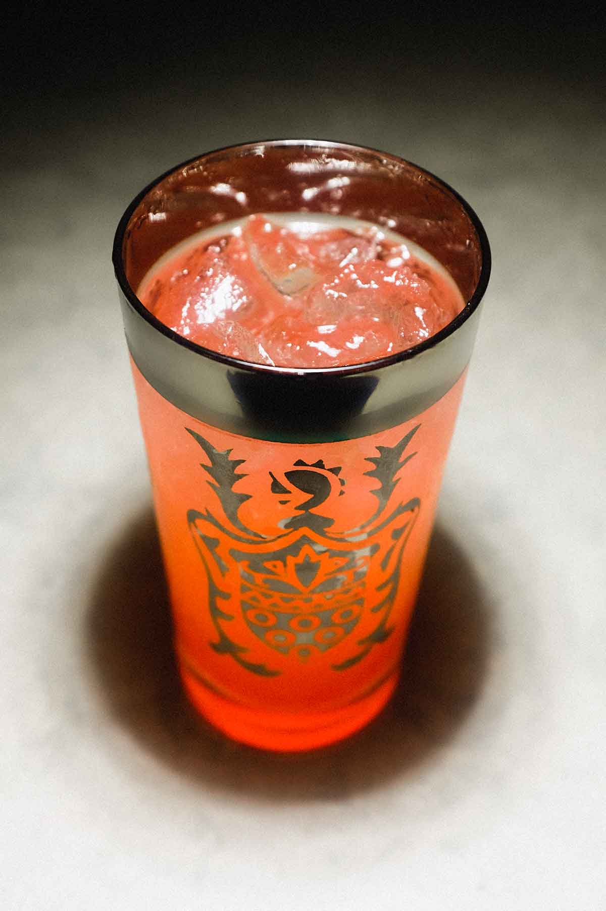 The Sculaccione cocktail in an ornate glass