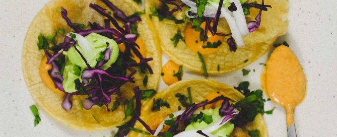 A platter of Baja Fish Tacos