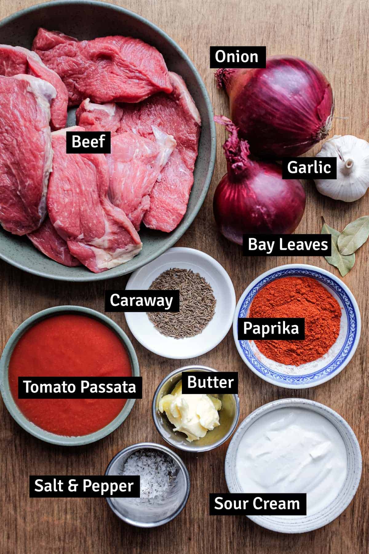 Pörkölt (Hungarian Beef Stew) | cookeatworld.com The ingredients for Hungarian Pörkölt Beef Stew