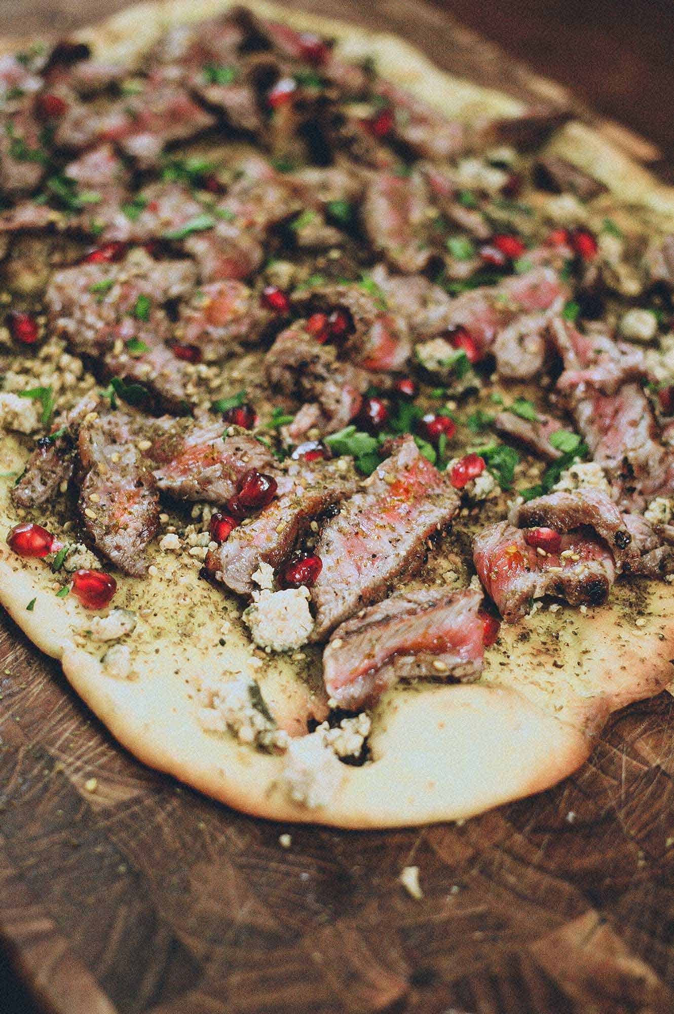 Manakish flatbread with Za'atar & Steak