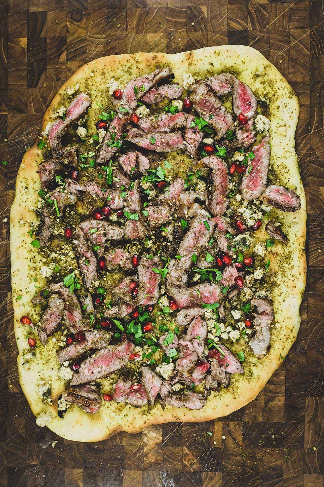 Manakish with Za'atar & Steak | www.cookeatworld.com