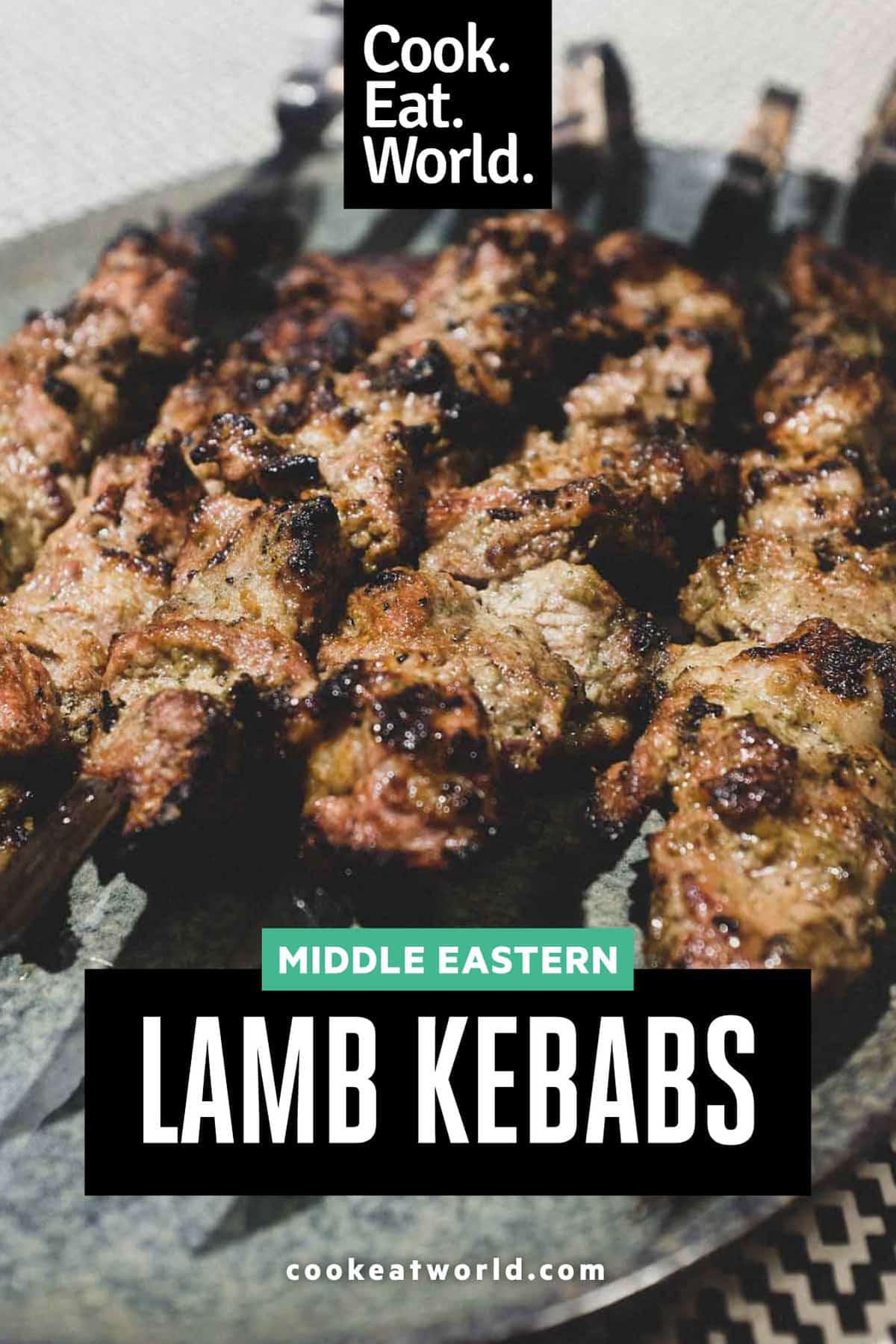 Middle Eastern Lamb Kebabs (Kabobs) stewers on a platter