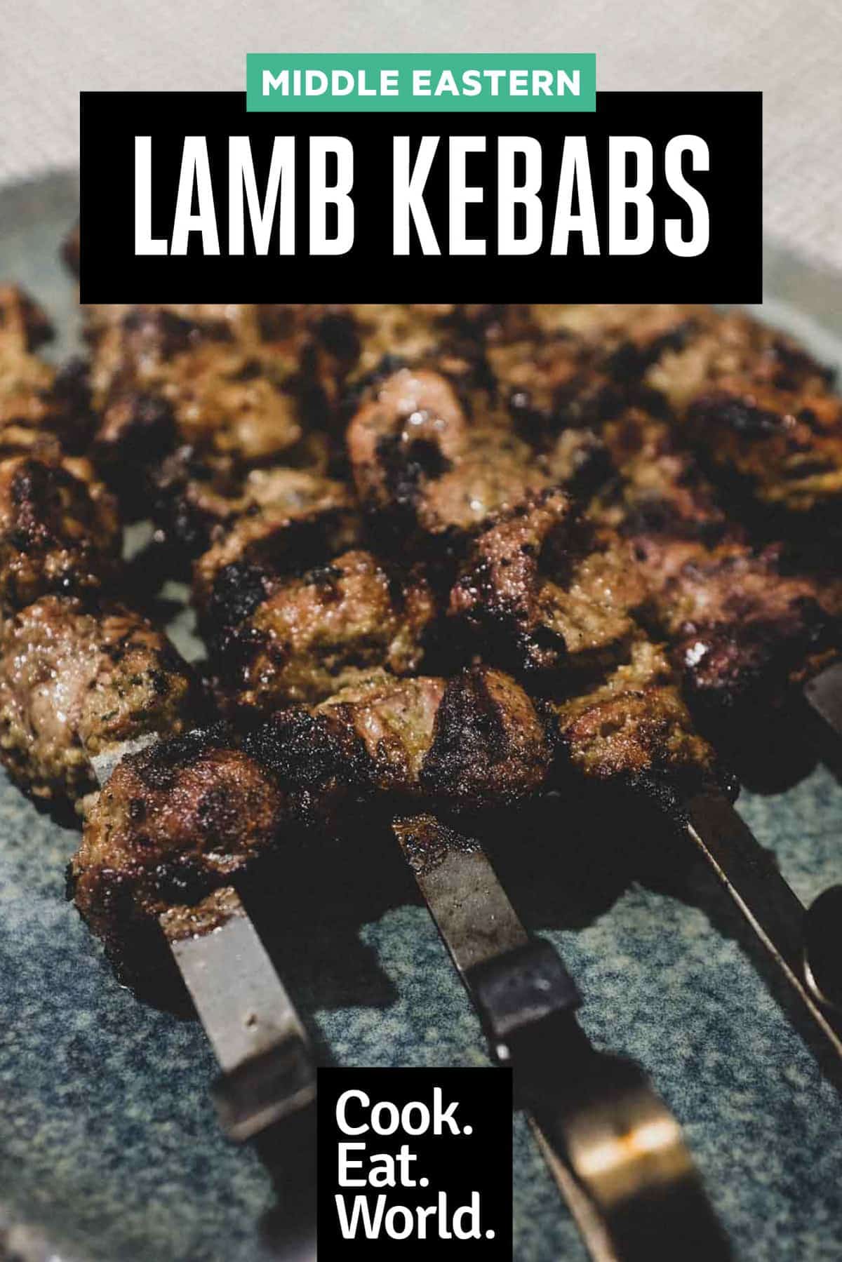 Middle Eastern Lamb Kebabs (Kabobs) stewers on a platter