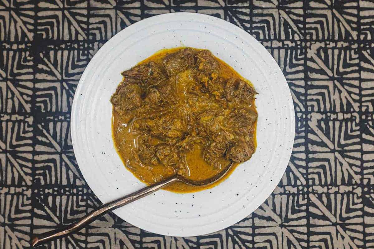 A bowl of Malaysian Beef Curry