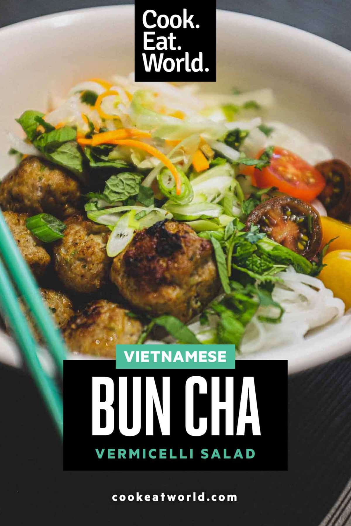 A bowl of Vietnamese Bun Cha Vermicelli Salad