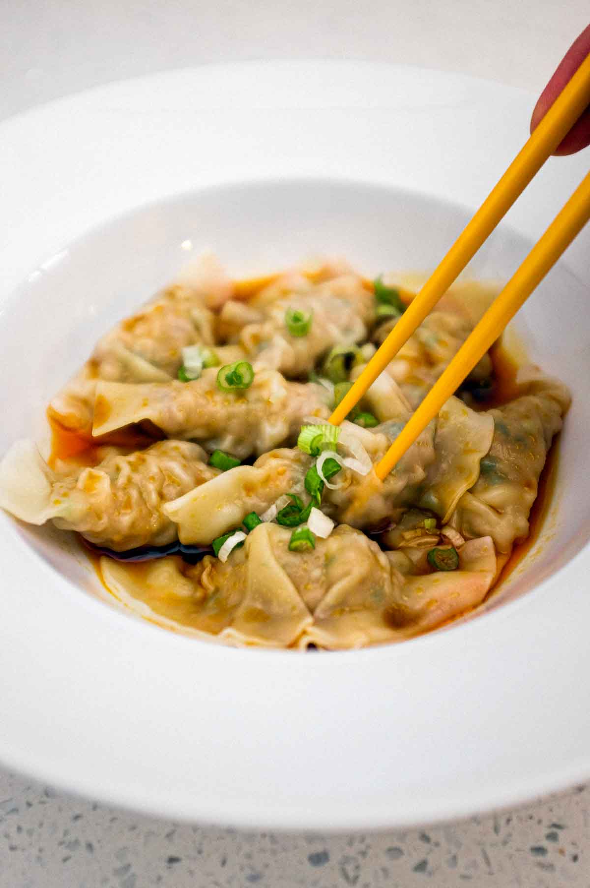 Chinese Chilli Oil Dumplings | Silky and spicy bites from cookeatworld.com