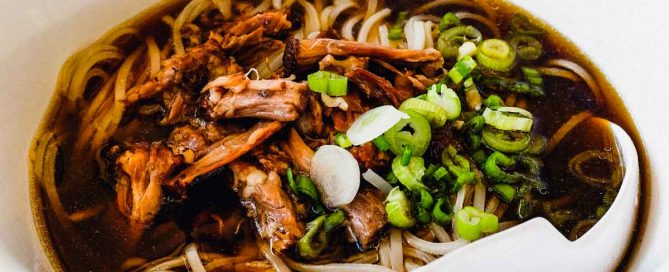 Chinese soup with noodles and slowly cooked beef oxtails.