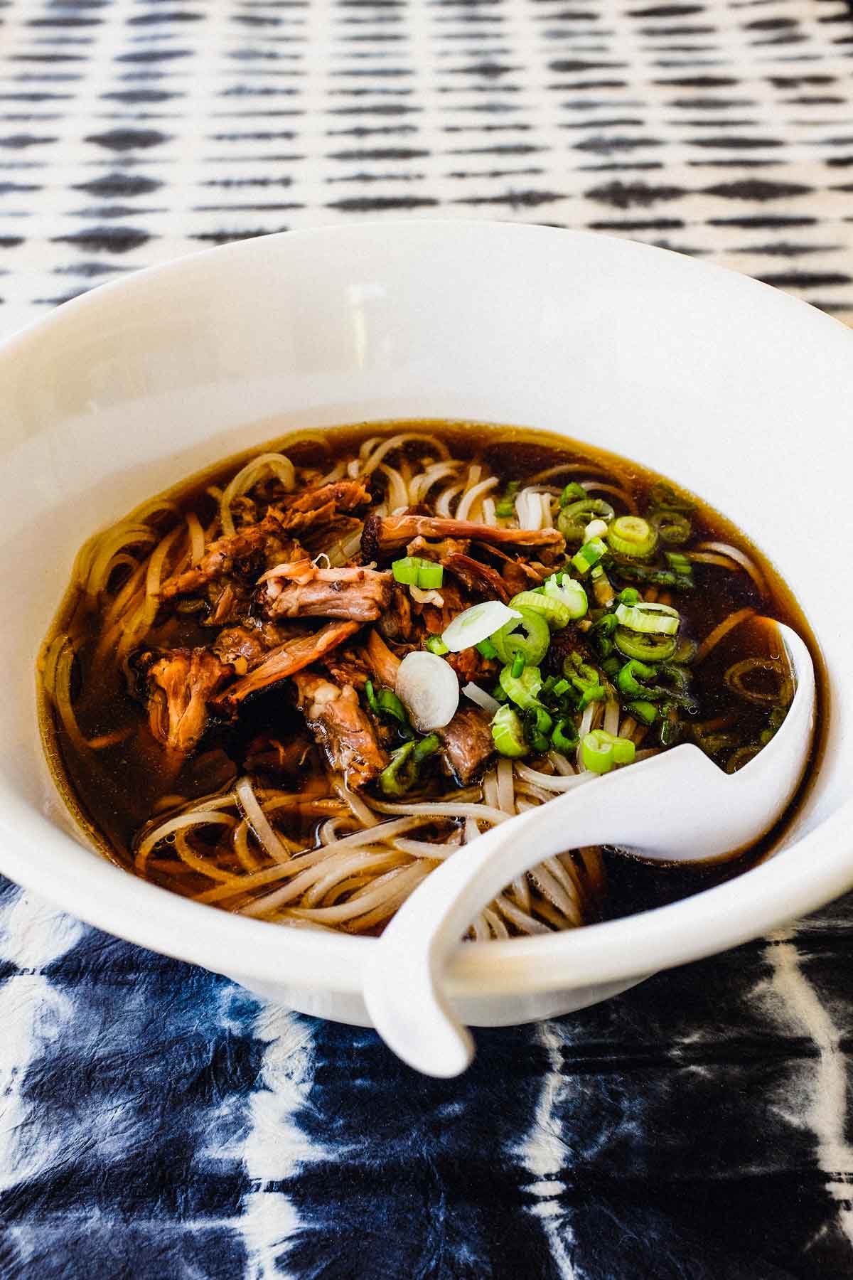 Chinese soup with noodles and slowly cooked beef oxtails.