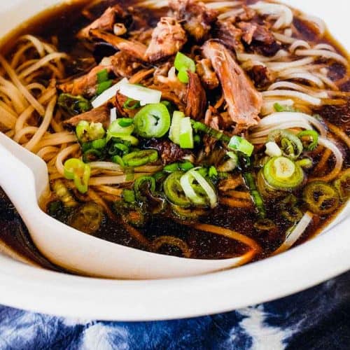 Chinese soup with noodles and slowly cooked beef oxtails.