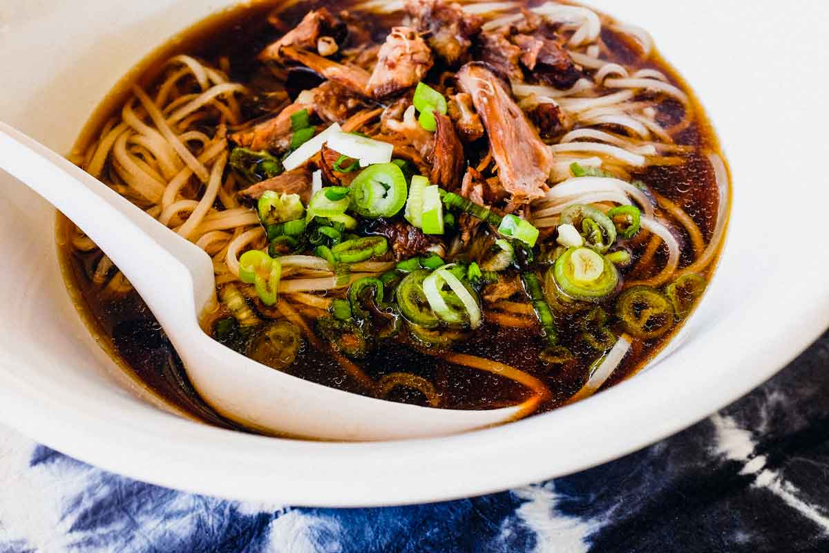 Chinese soup with noodles and slowly cooked beef oxtails.