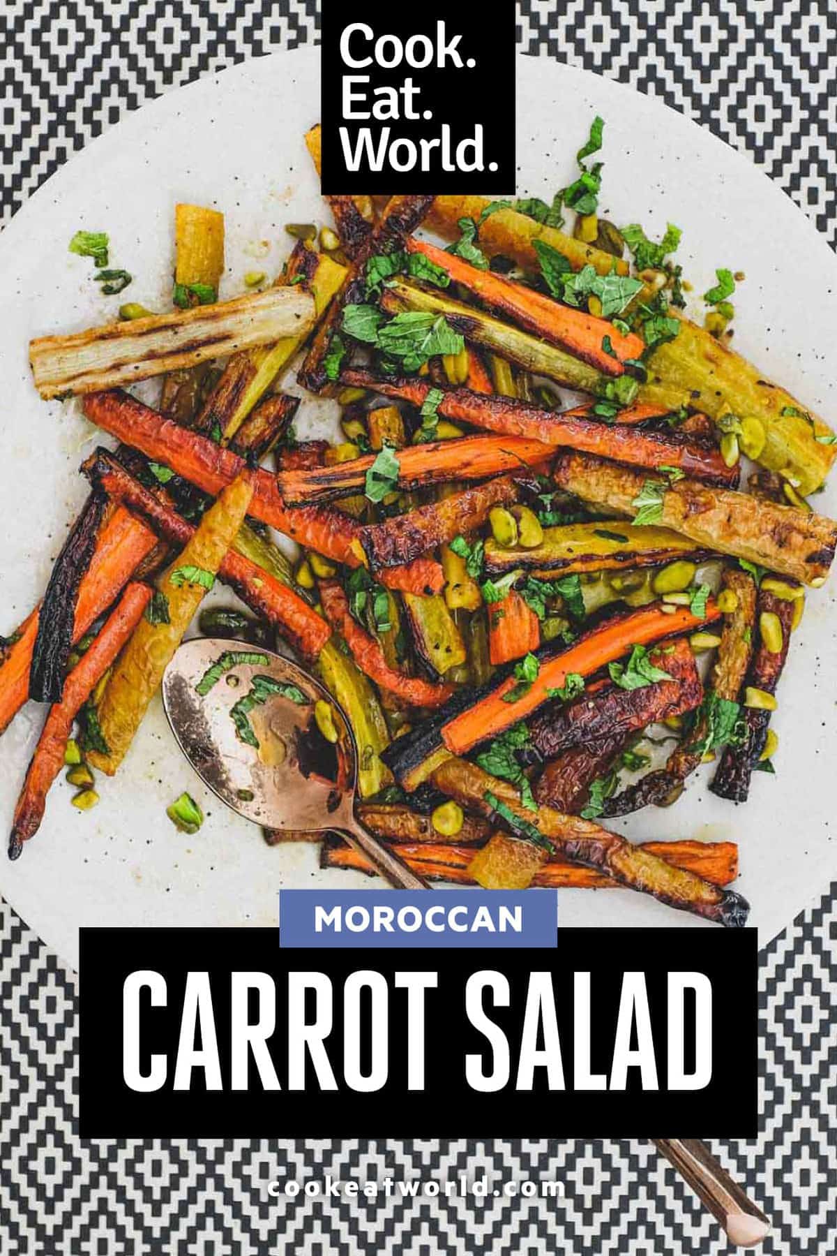 A platter of roasted carrots for a Moroccan carrot salad