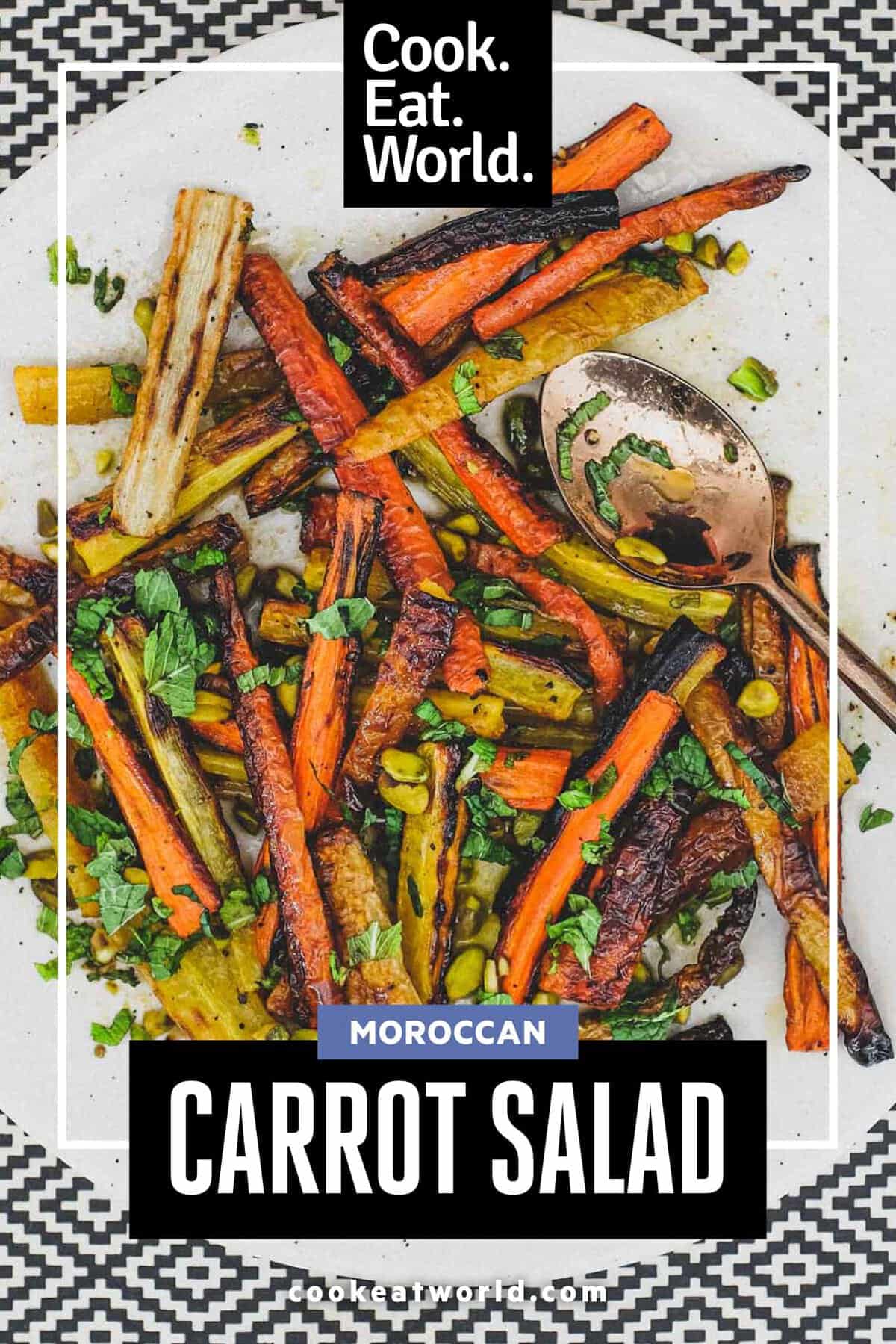 A platter of roasted carrots for a Moroccan carrot salad