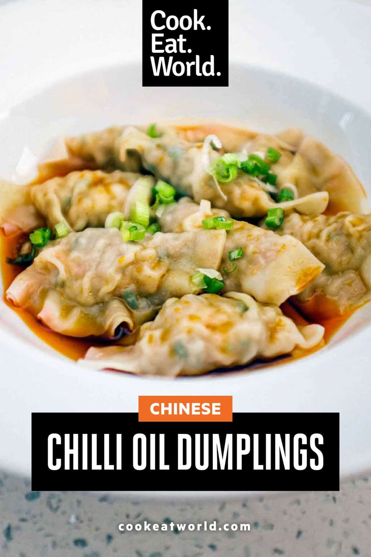 A small bowl of chilli oil dumplings