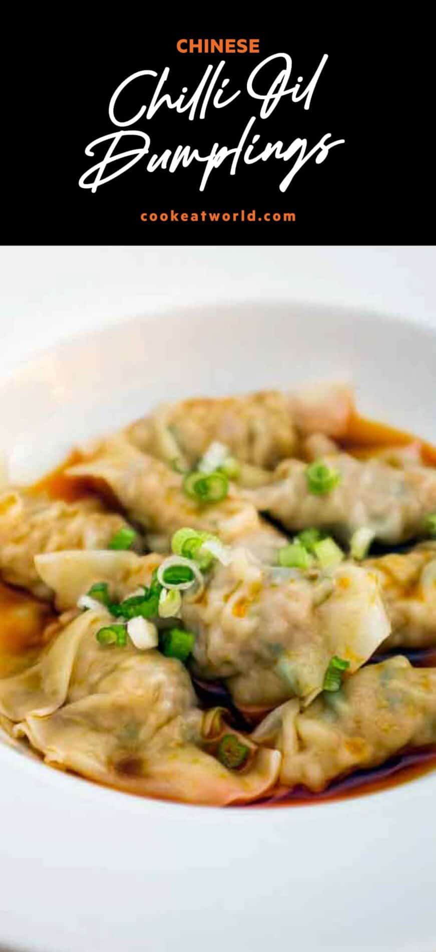 A small bowl of chilli oil dumplings