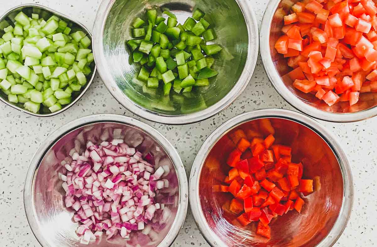 Ingredients for a Turkish Salad (Shepherd Salad)