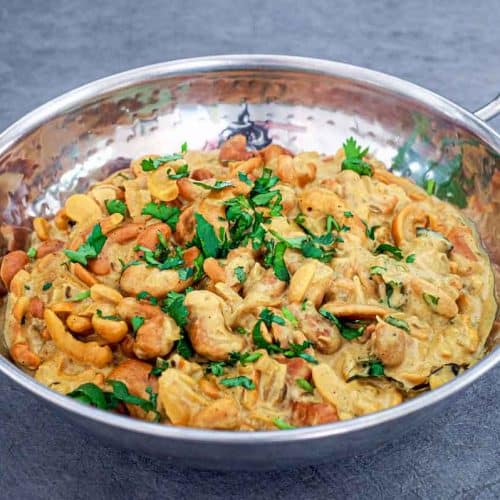 Cashew Nut Curry in a silver bowl