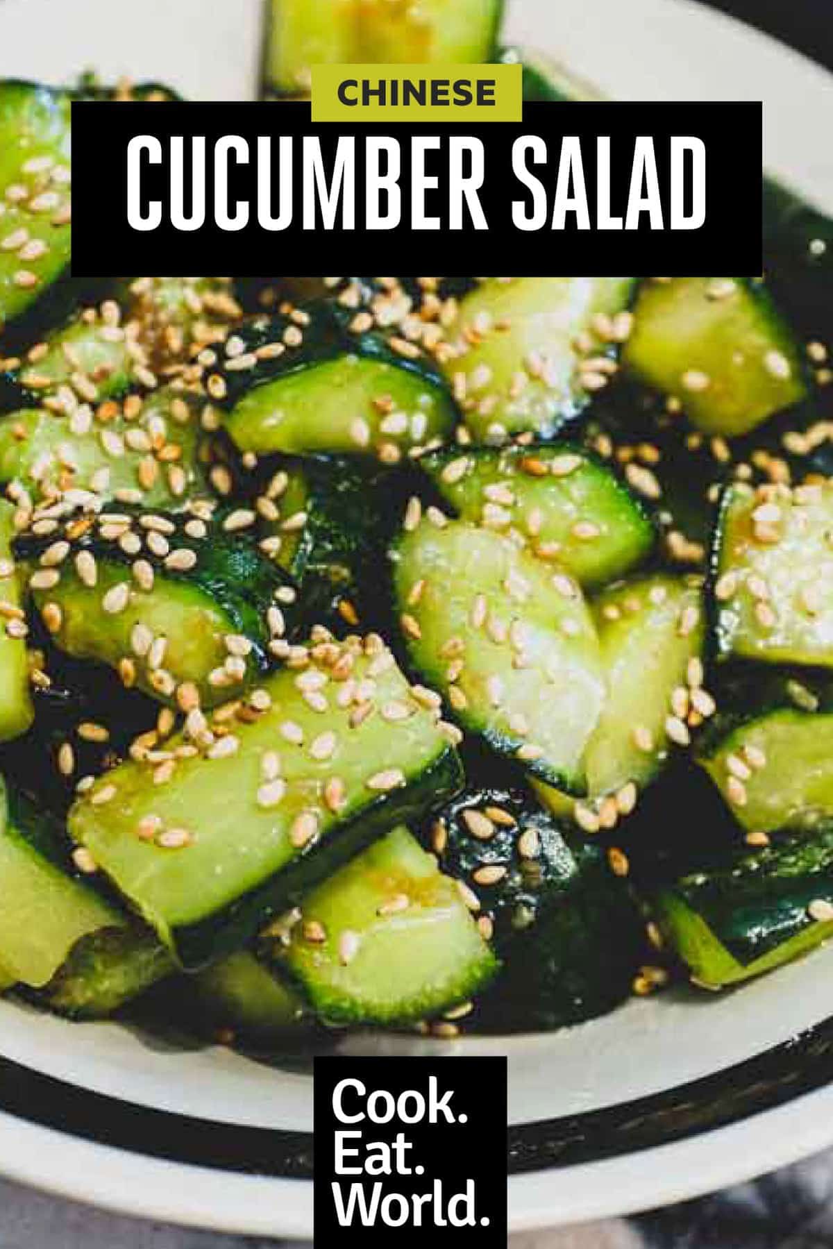 A small bowl of Chinese style smashed cucumbers