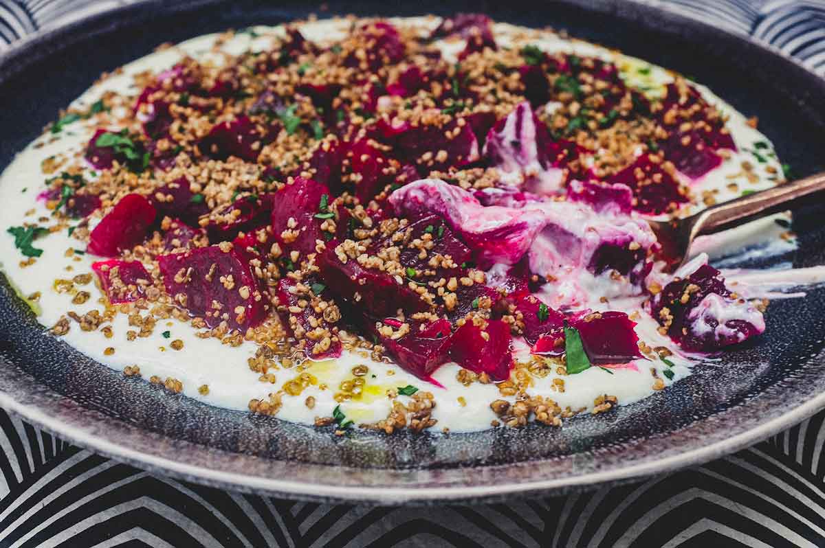 A platter of Beetroot Salad with Dukkah & Whipped Feta