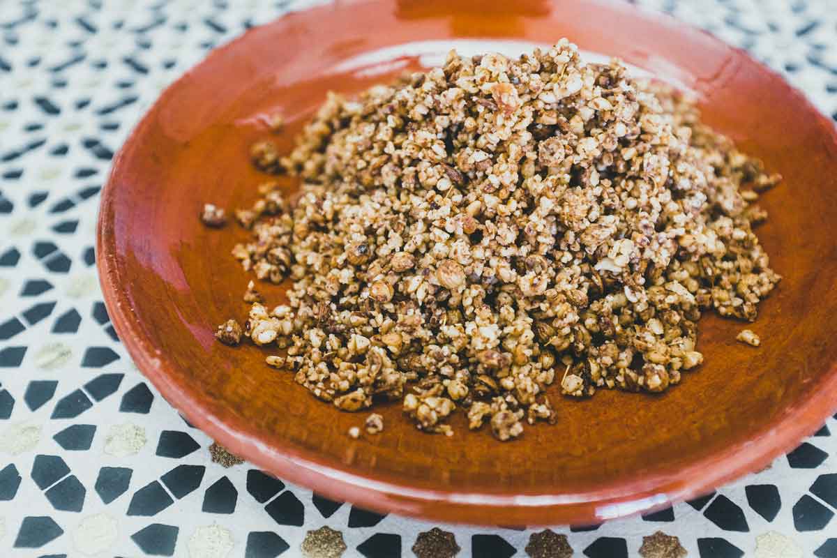 Egyptian dukkah on a terracotta plate