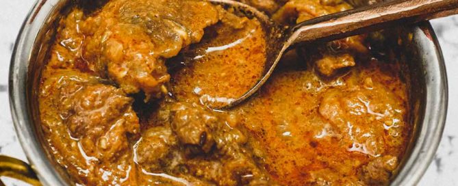 Lamb cooked with red chilli and onion to create a rich, creamy sauce for Rajasthani Laal Maas