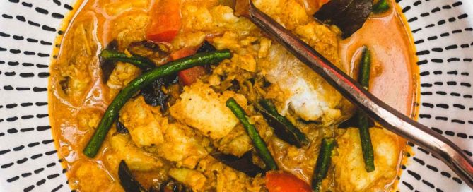 A bowl of Malaysian Fish Curry