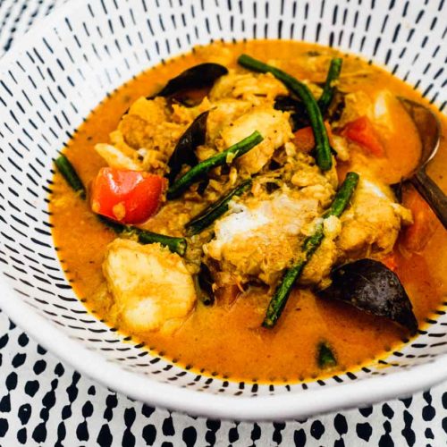 A bowl of Malaysian Fish Curry