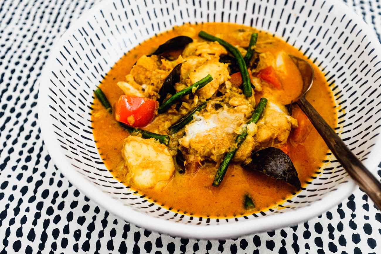 A bowl of Malaysian Fish Curry