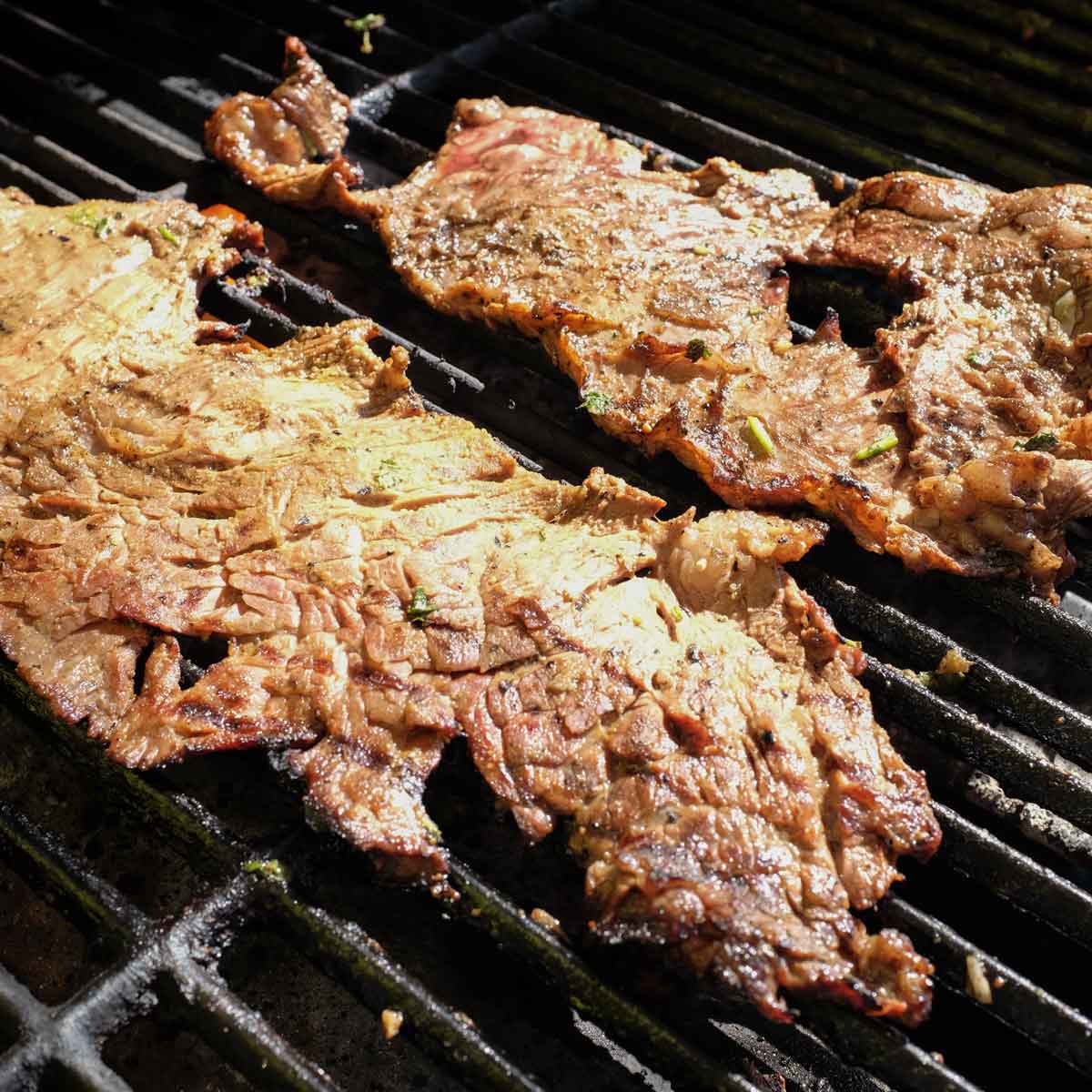 Marinated flank steak, for Mexican Tlayudas
