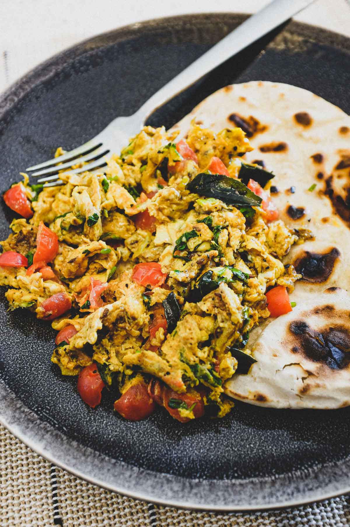 a plate of Akuri (Parsi Eggs)