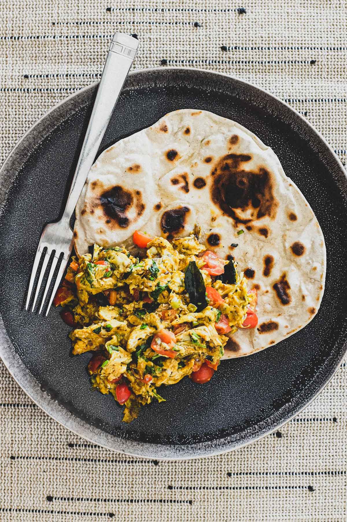 a plate of Akuri (Parsi Eggs)