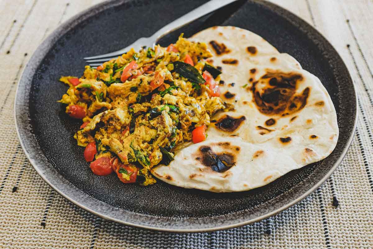 a plate of Akuri (Parsi Eggs)