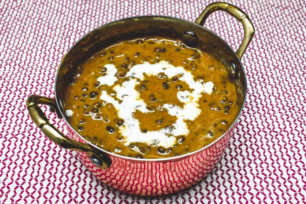 A small pan of dal akahani - lentil curry