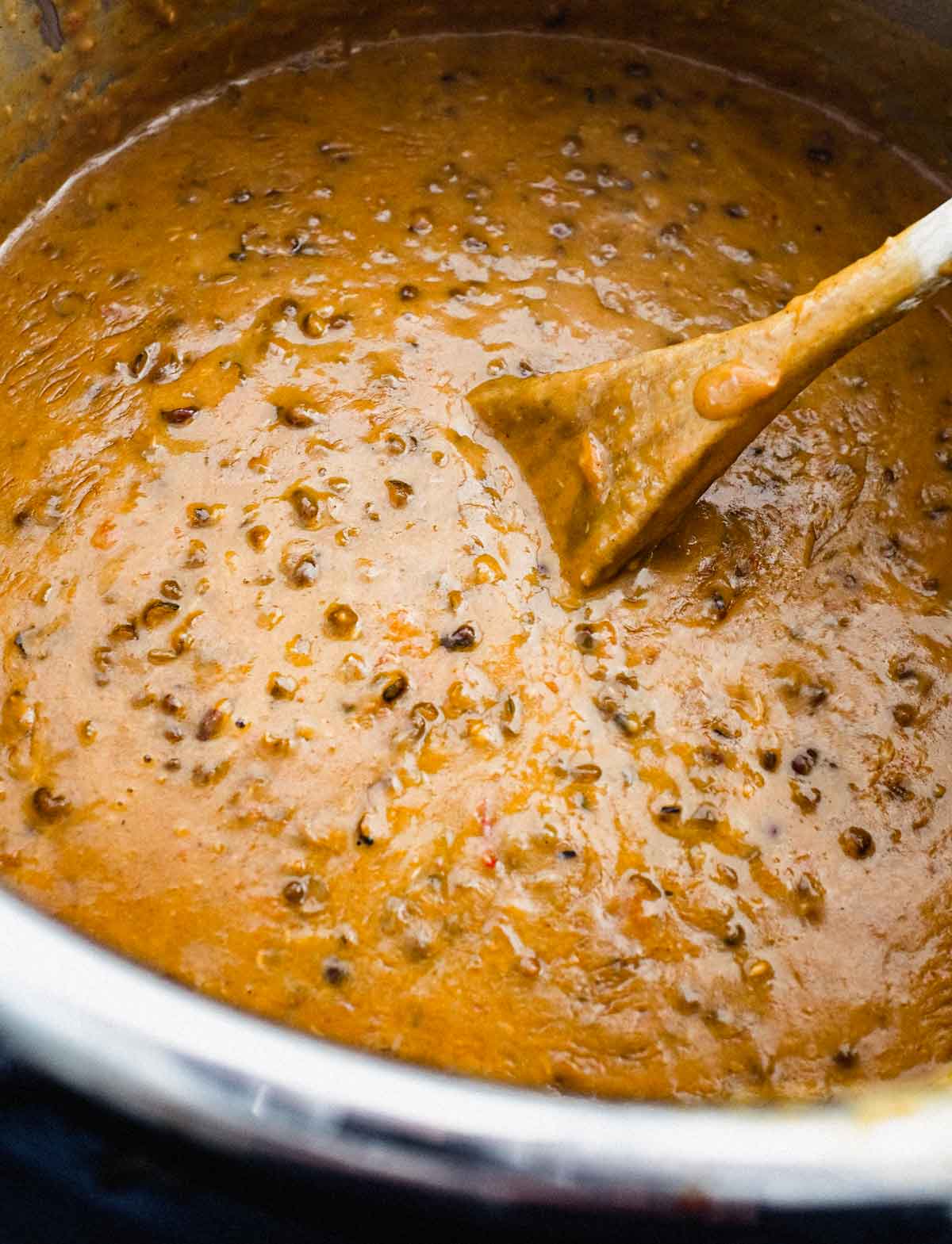 Stirring the Instant Pot Dal Makhani