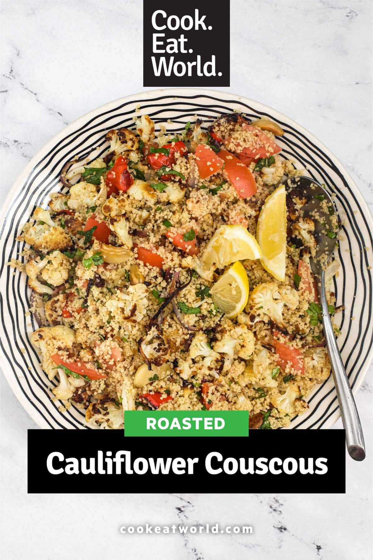Roasted Cauliflower Couscous on a platter