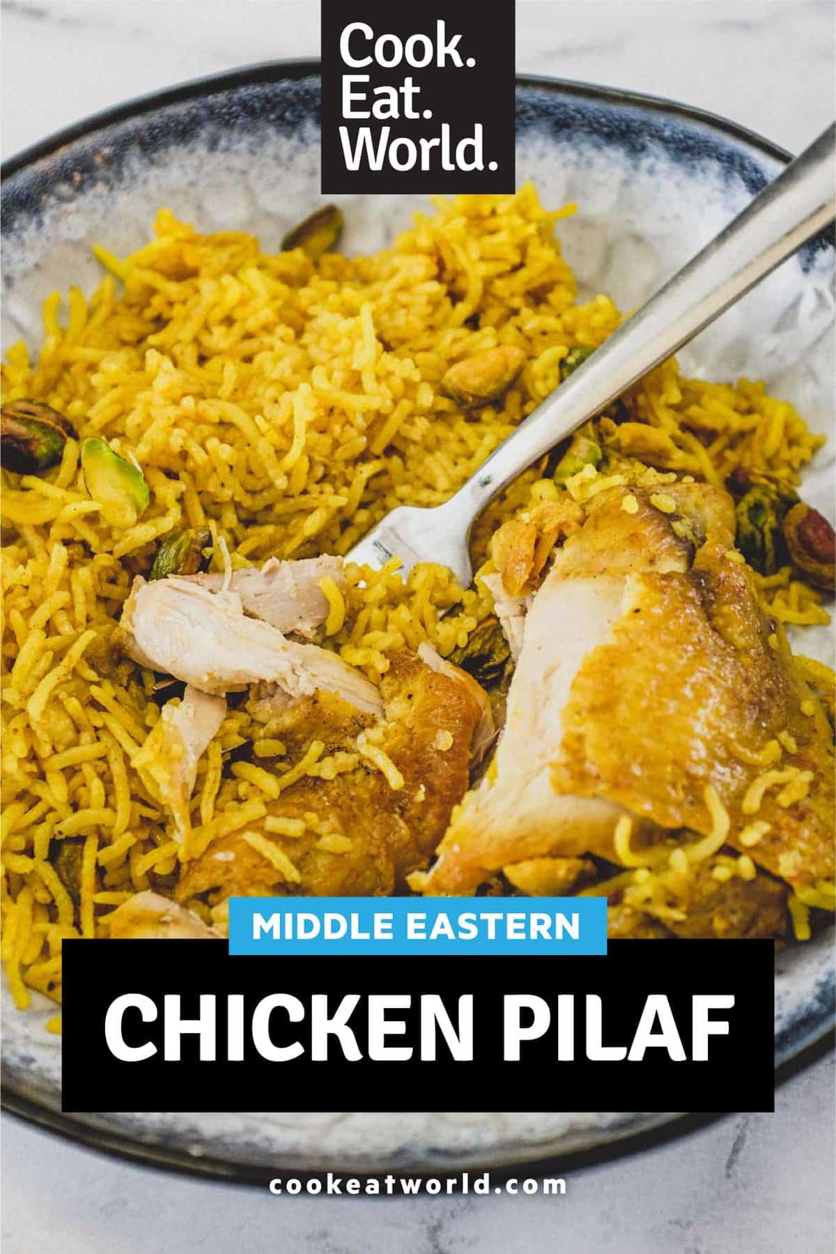 A bowl of rice with chicken (chicken Pilaf)