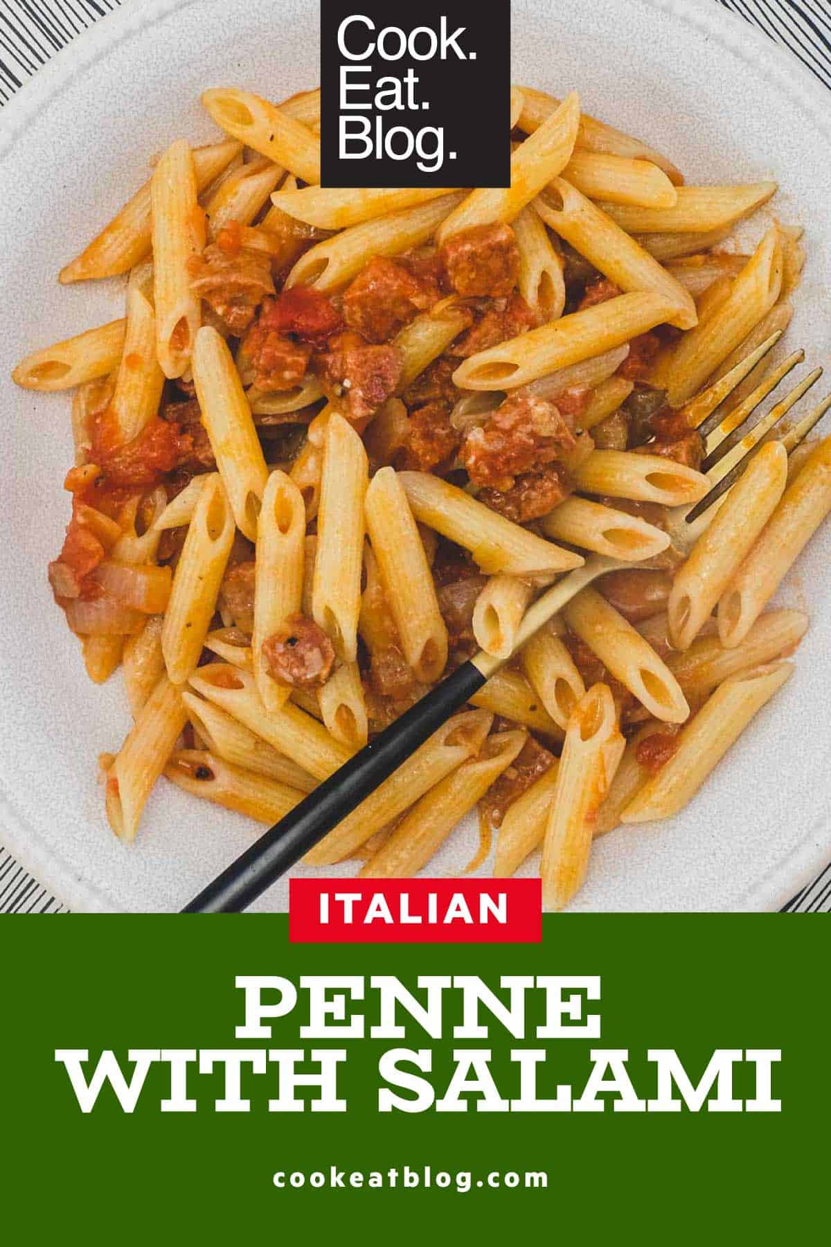 Pasta with Salami - A 20 minute pasta dish from Cook Eat World Pasta with Salami - A 20 minute pasta dish from Cook Eat World