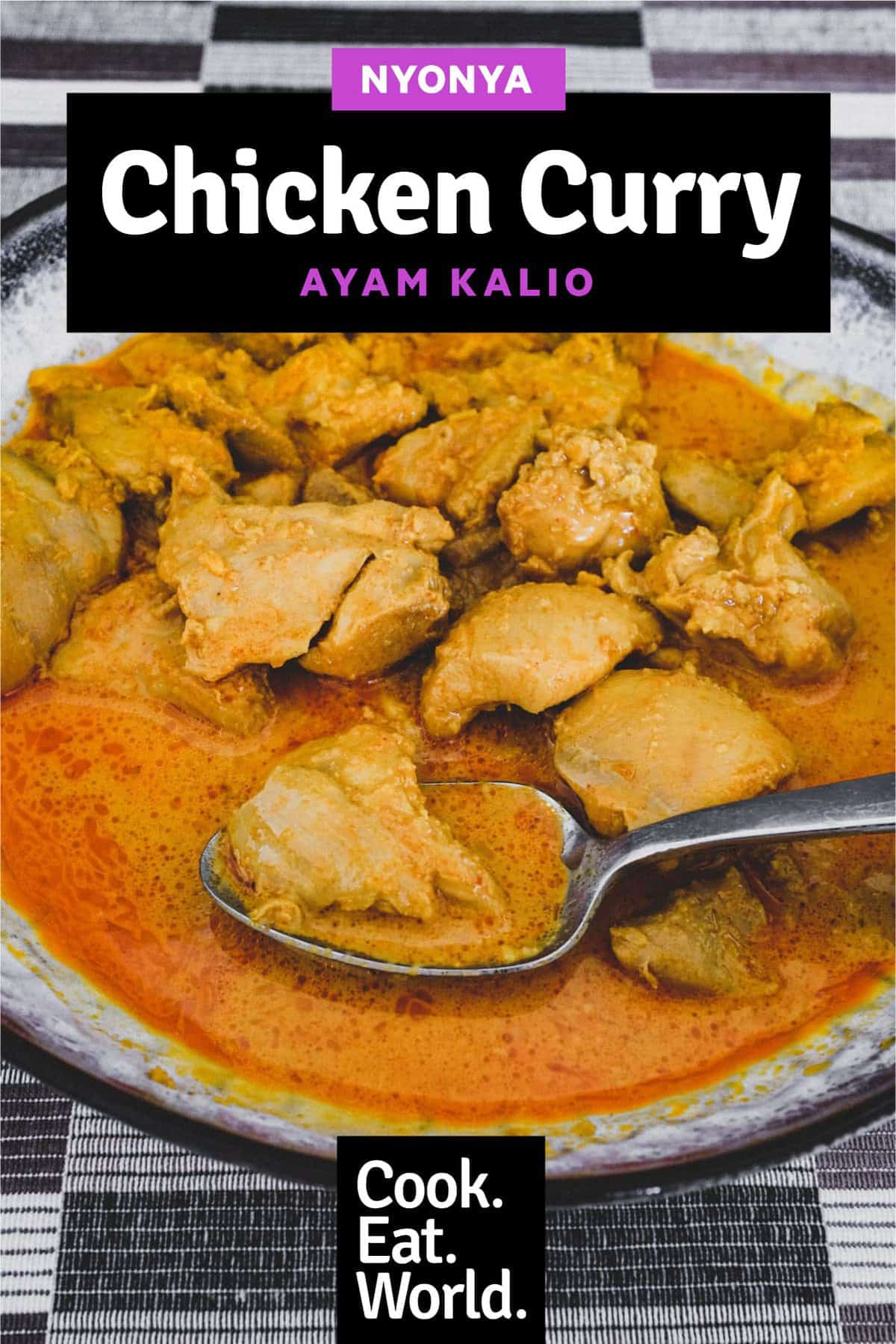 Chicken cooked in coconut milk with Malaysian aromatics to make Nyonya Chicken Curry (Ayam Kleo)