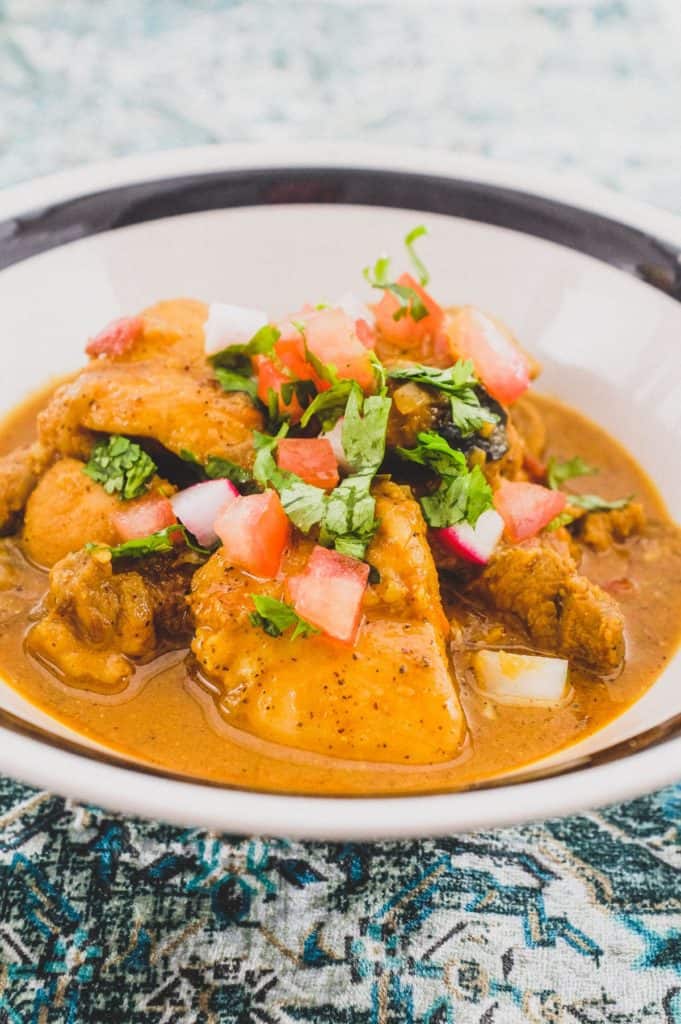 A bowl of Indian Black Pepper Chicken Curry