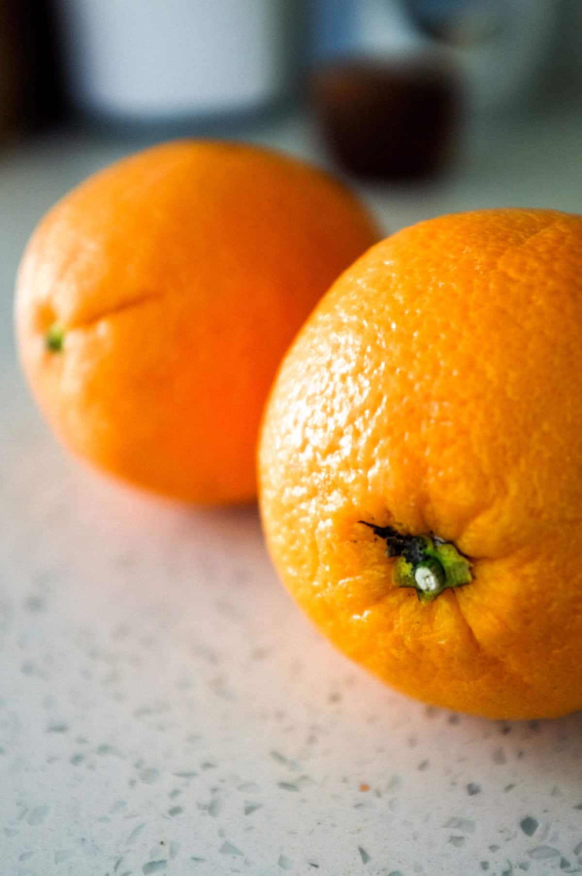 two navel oranges