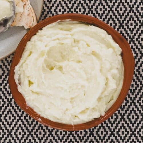 A small bowl of Lebanese garlic sauce, Toum