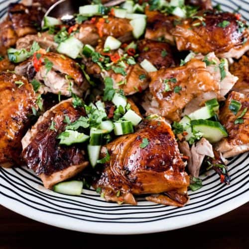 Shandong Roast Chicken with cucumber, chilli and cilantro