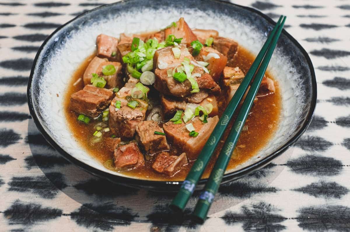 A bowl of Chinese braised pork belly