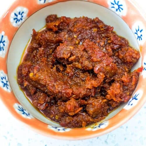 A small bowl of Malaysian chilli Sambal Sauce