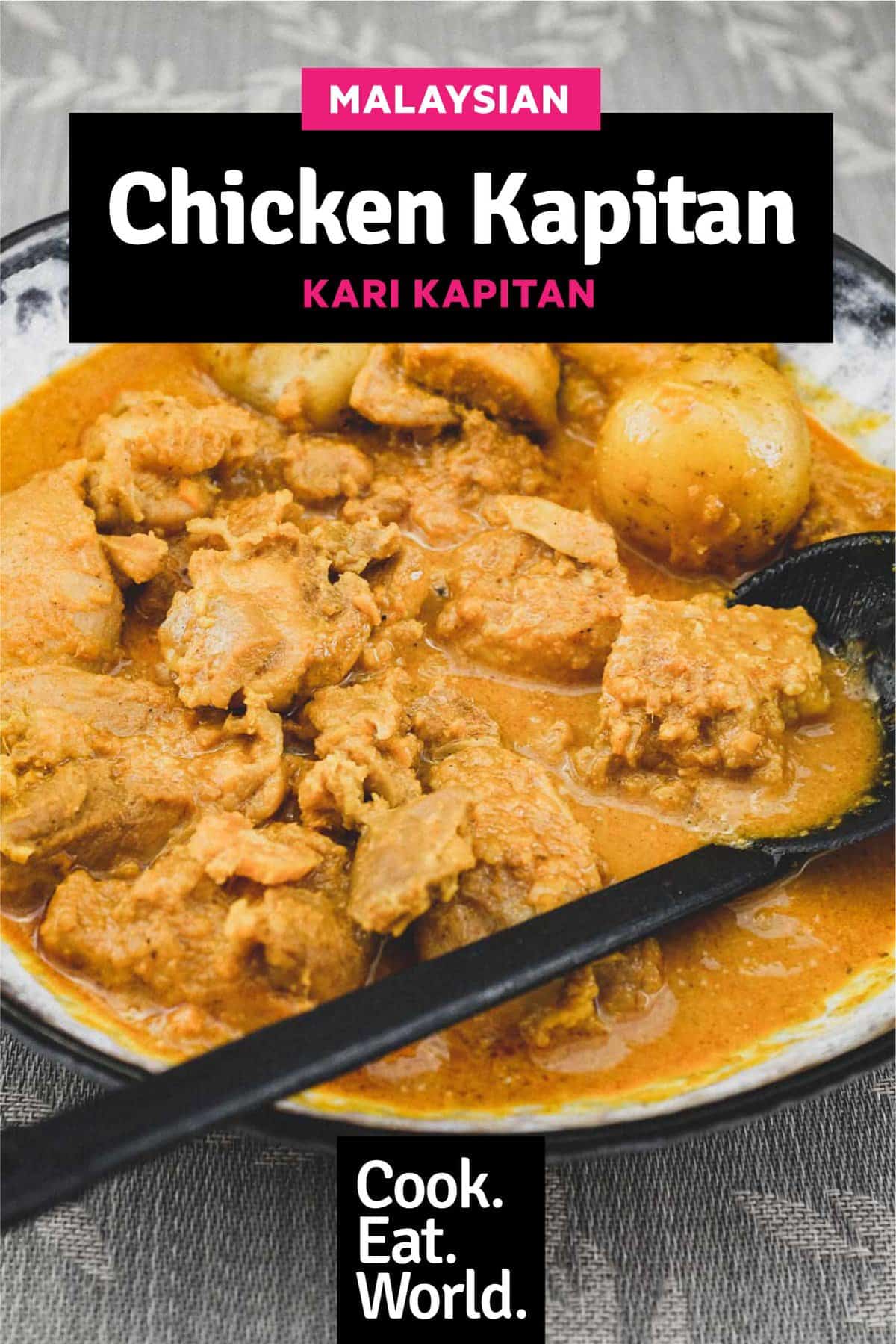 A bowl of Malaysian Chicken Kapitan Curry (Kari Kapitan).