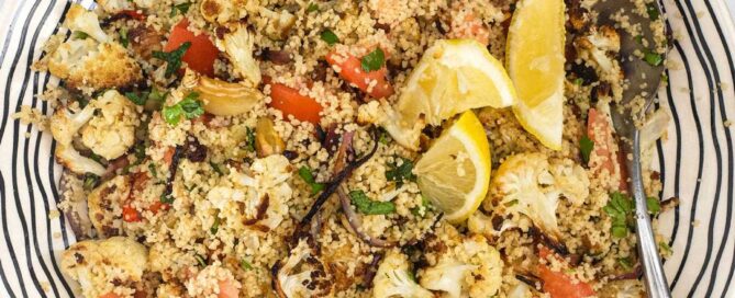 Roasted Cauliflower Couscous on a platter