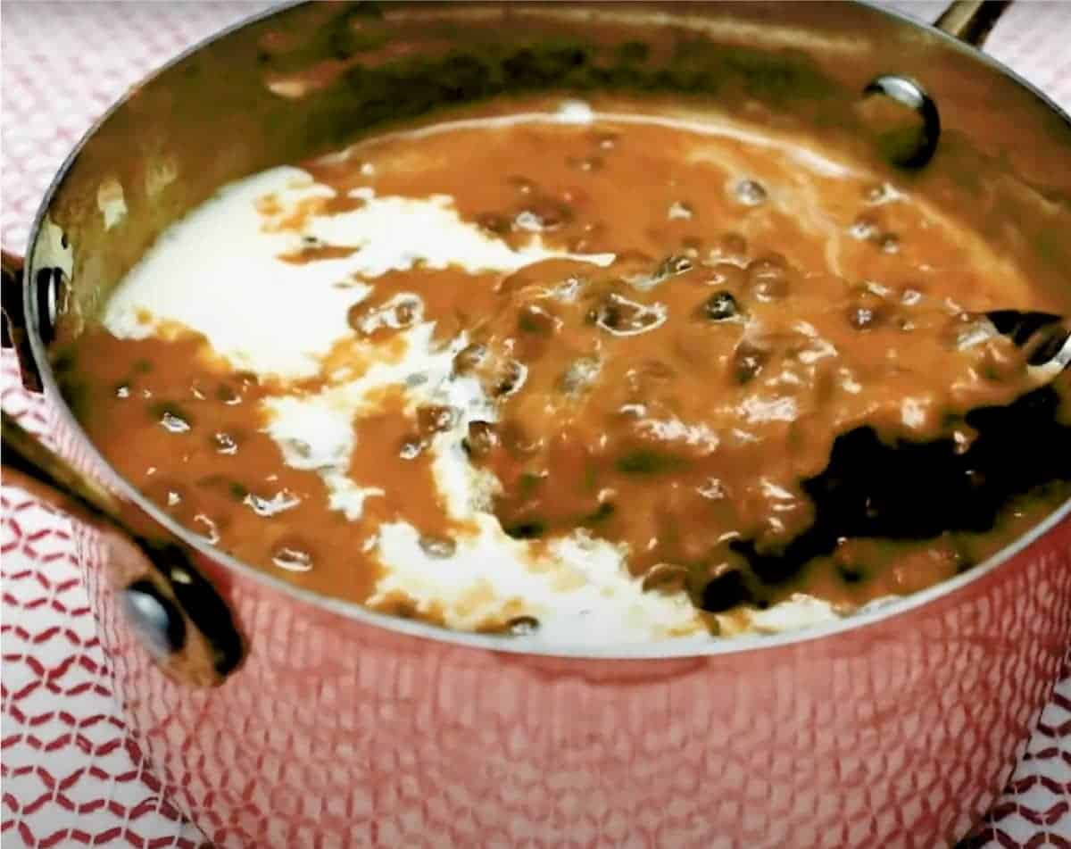 Instant Pot Dal Makhani | cookeatworld.com A small pan of dal akahani - lentil curry